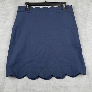 J. McLaughlin Women's Navy Blue Scalloped Hem‎ A-Line Skirt - Size 10